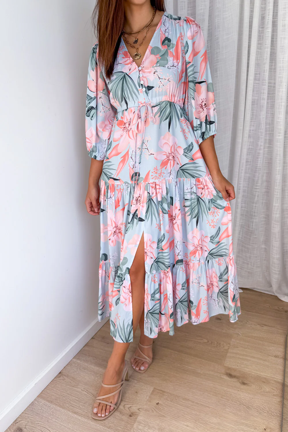 Dune Dress - Mint Coral Flower - Image 2