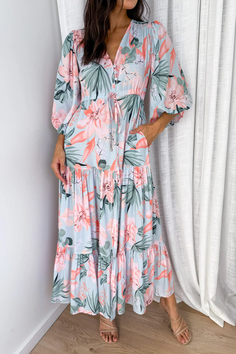 Dune Dress - Mint Coral Flower - Image 3