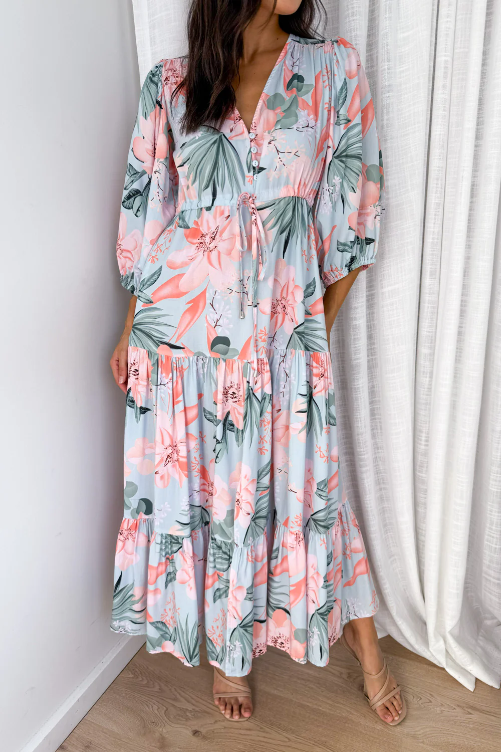 Dune Dress - Mint Coral Flower - Image 4
