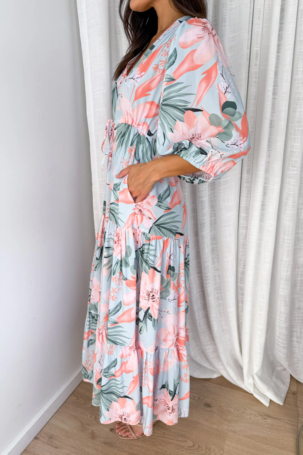 Dune Dress - Mint Coral Flower - Image 5