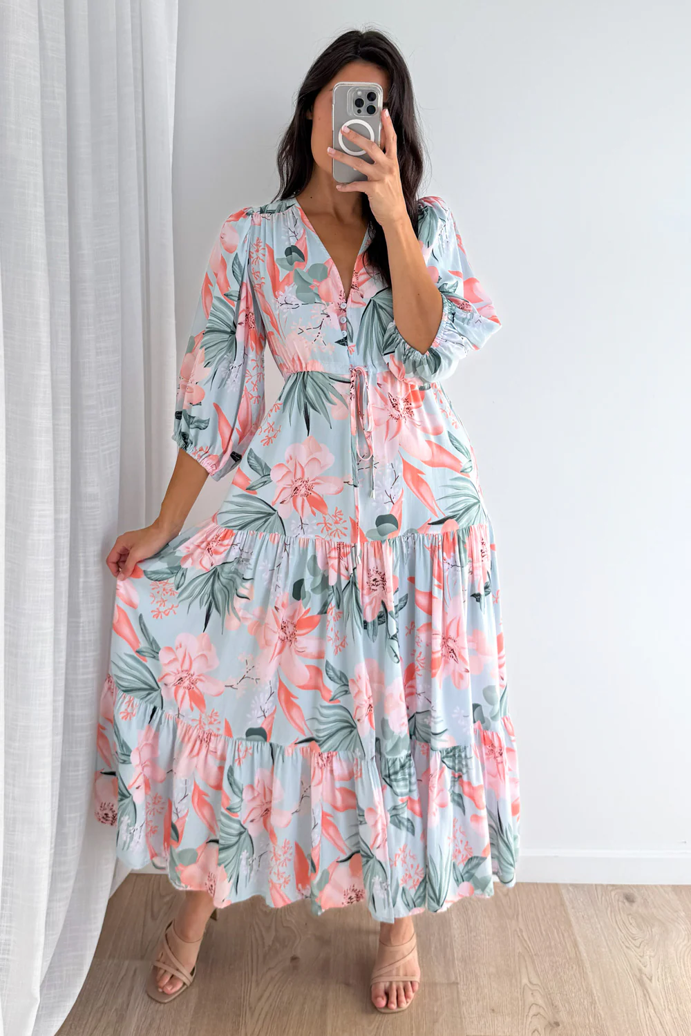 Dune Dress - Mint Coral Flower - Image 8