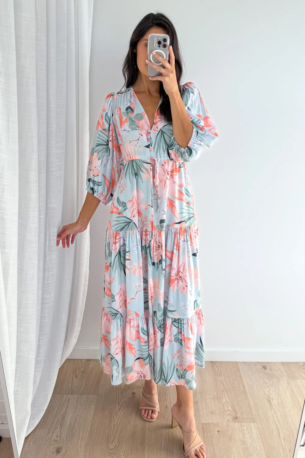 Dune Dress - Mint Coral Flower - Image 9