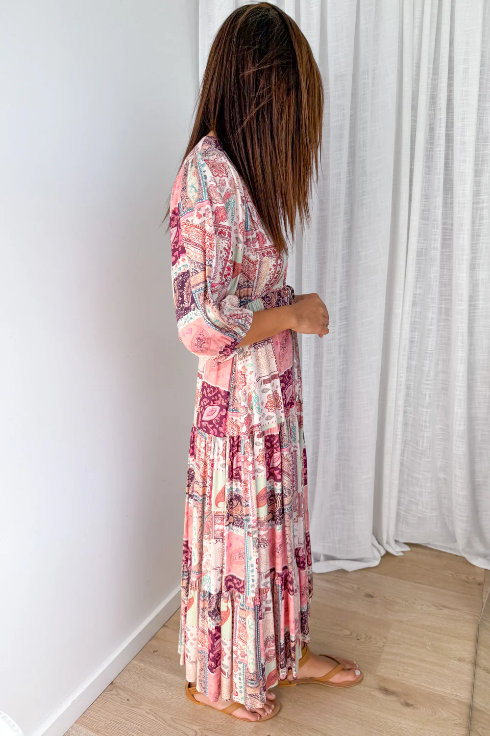 Dune Dress - Pink Wine Patchwork - Image 3
