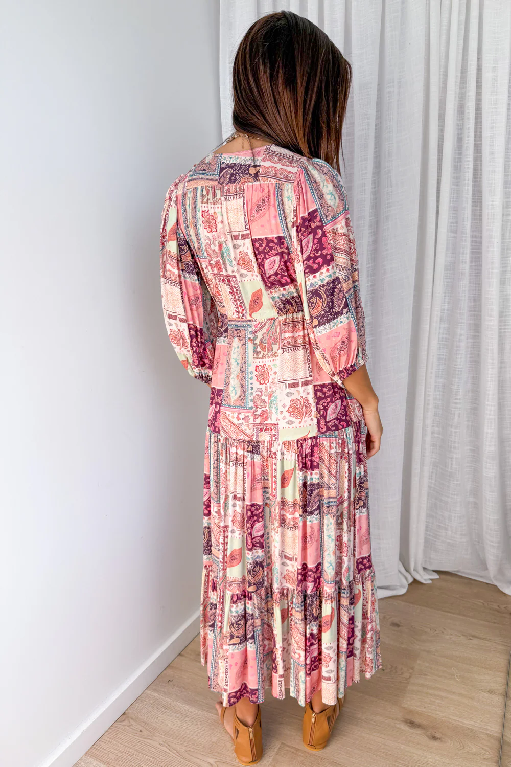 Dune Dress - Pink Wine Patchwork - Image 4