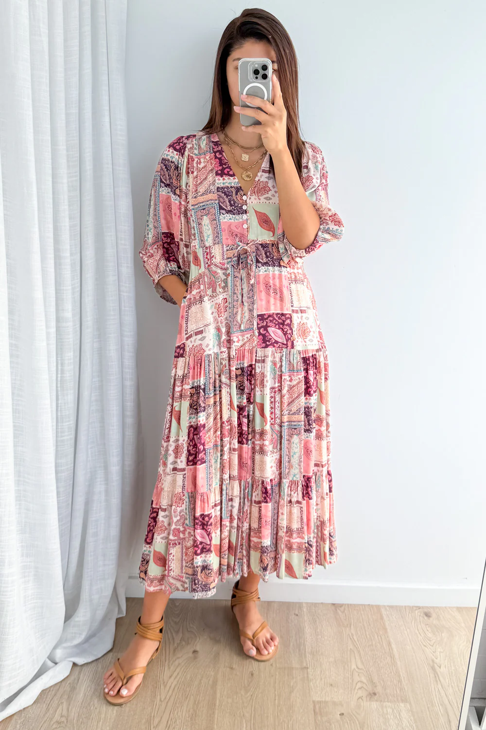 Dune Dress - Pink Wine Patchwork - Image 5