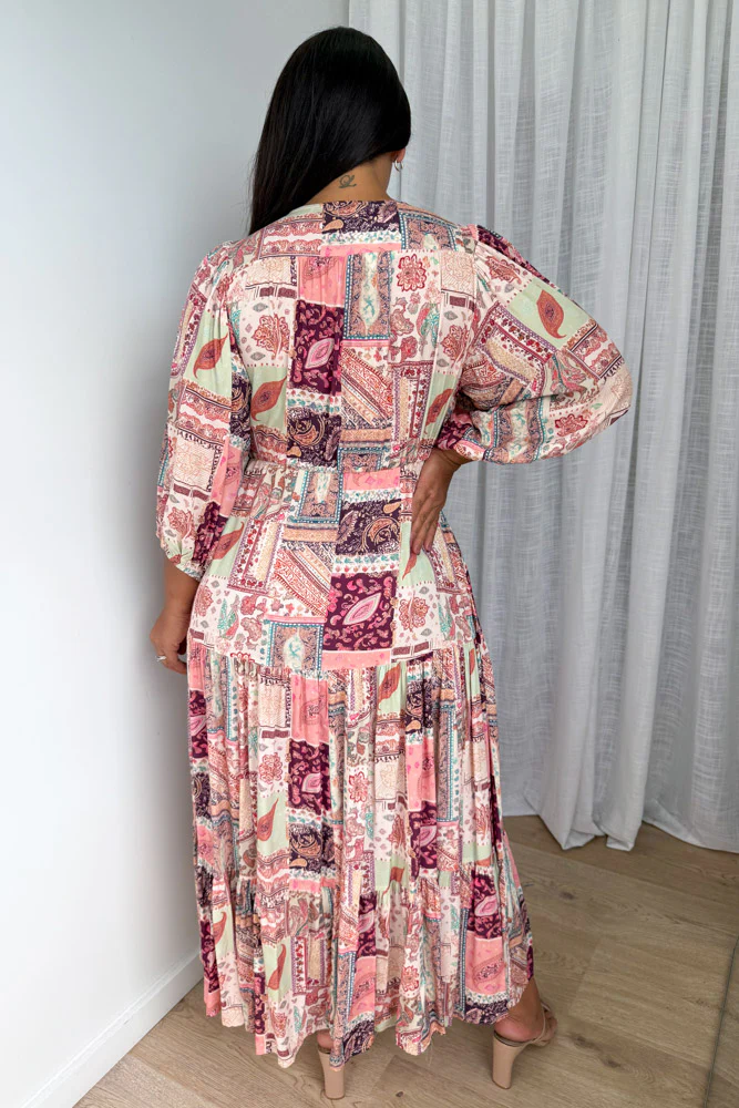 Dune Dress - Pink Wine Patchwork - Image 9