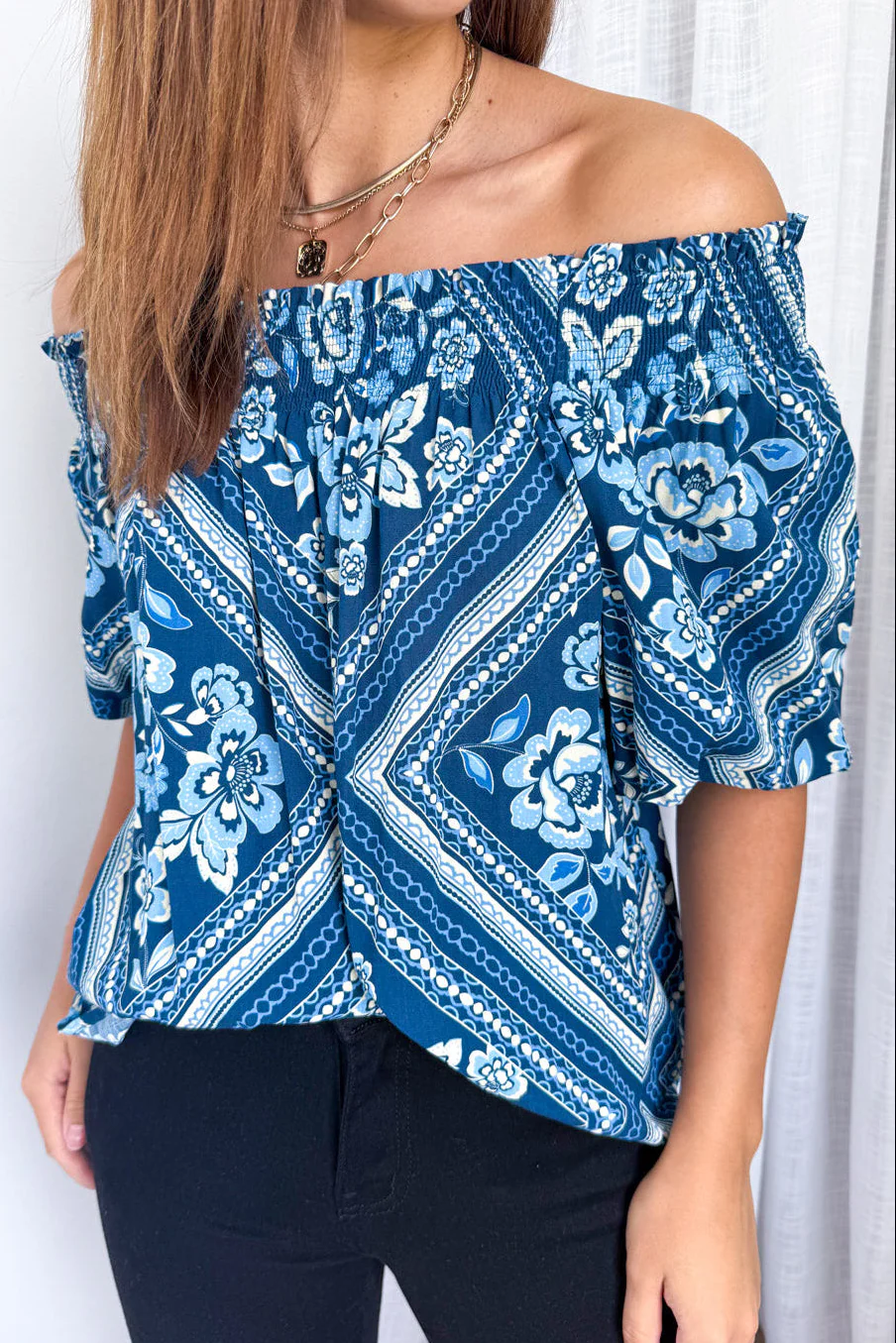 Ella Top - Blue Tile - Image 2