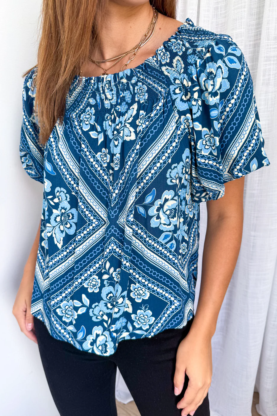 Ella Top - Blue Tile - Image 4