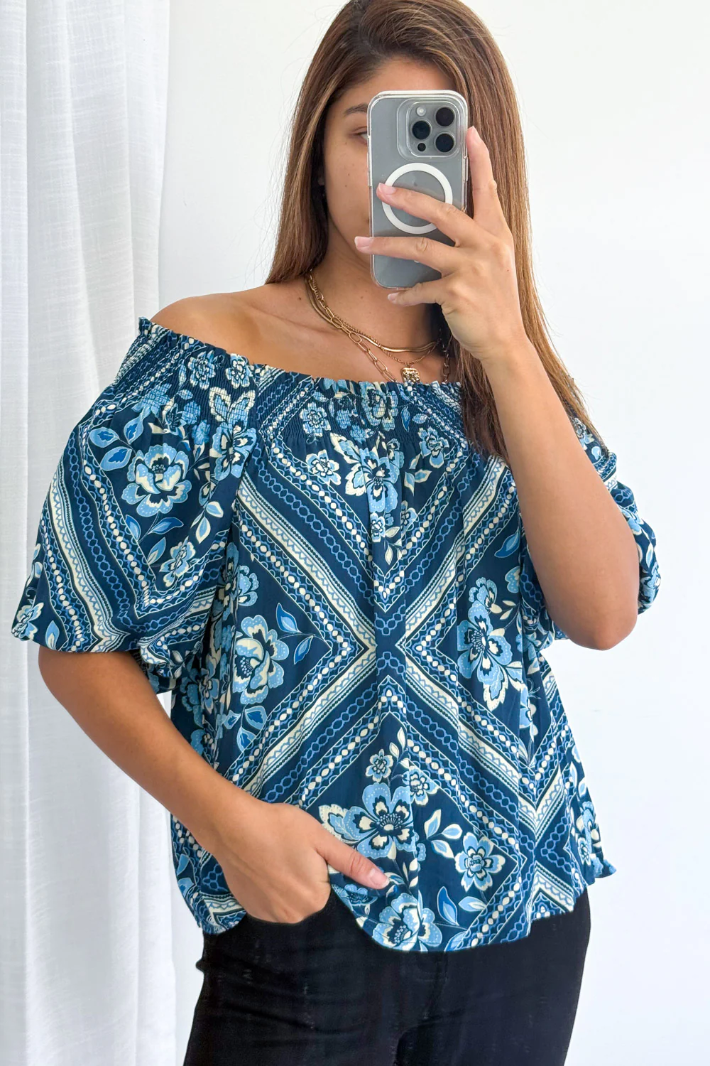Ella Top - Blue Tile - Image 8