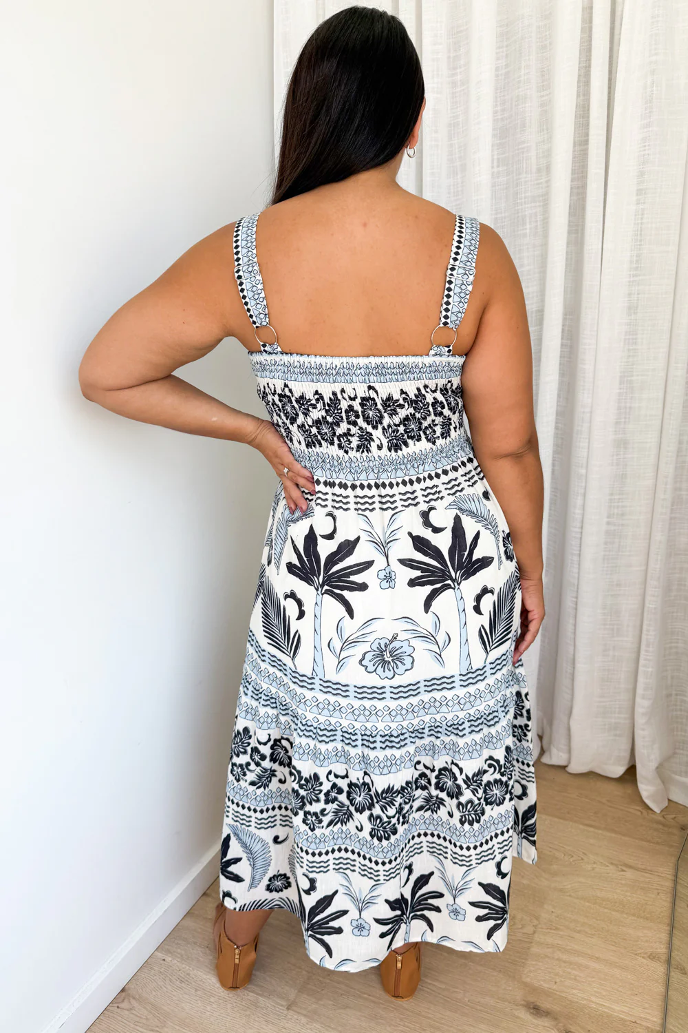 Elsa Dress - Blue Palm Print - Image 8