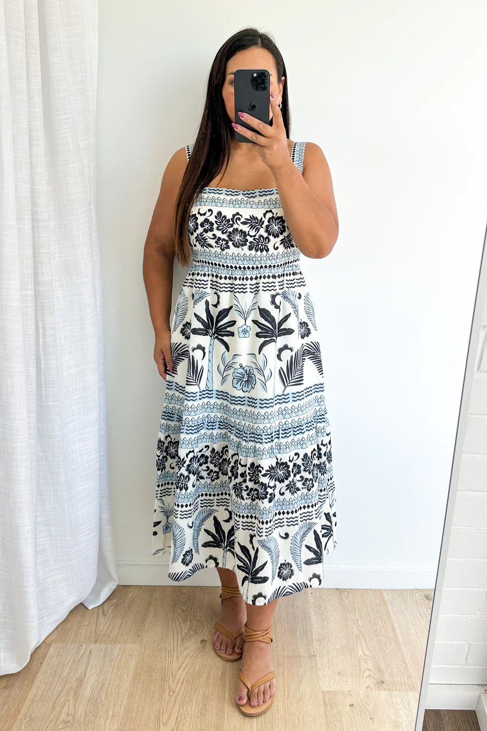 Elsa Dress - Blue Palm Print - Image 9