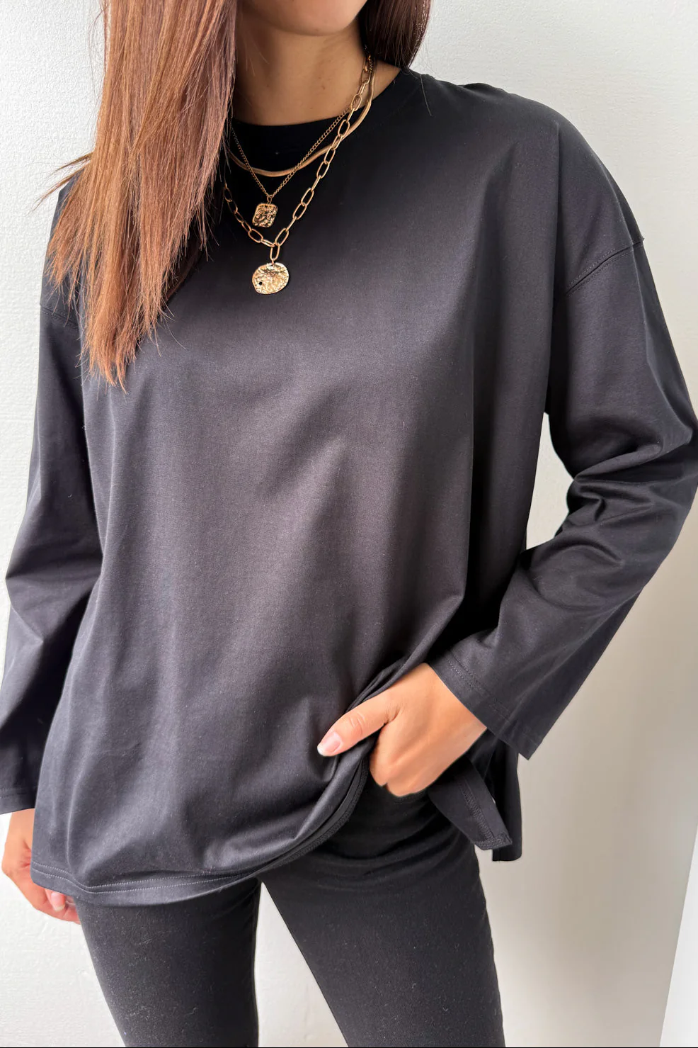 Elsie Long Sleeve Tee - Black - Image 2