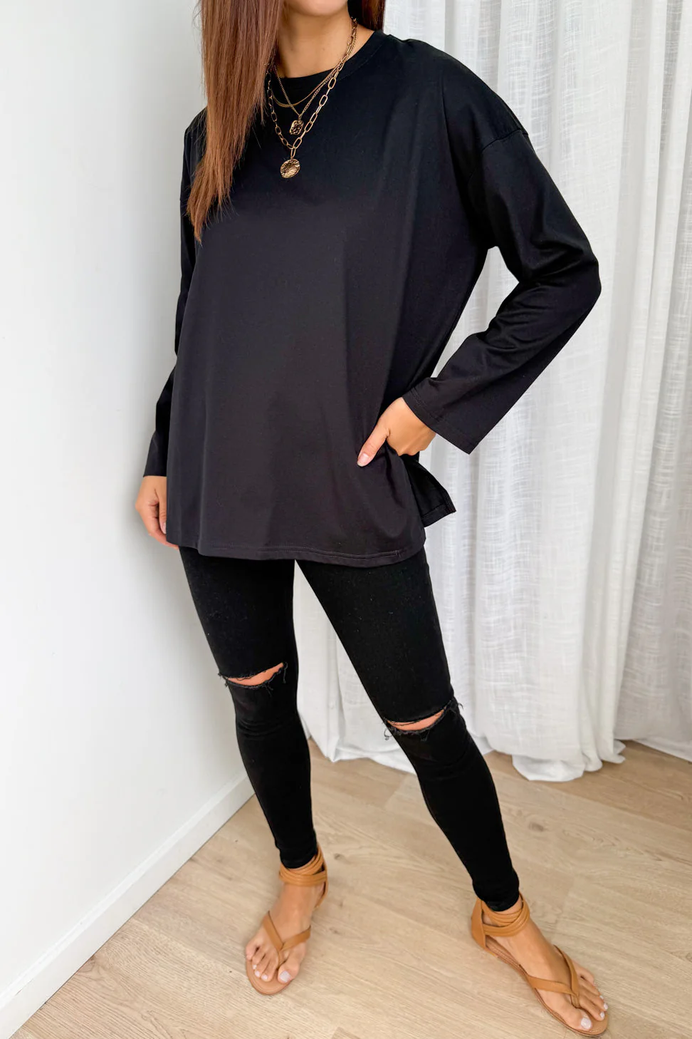 Elsie Long Sleeve Tee - Black - Image 6