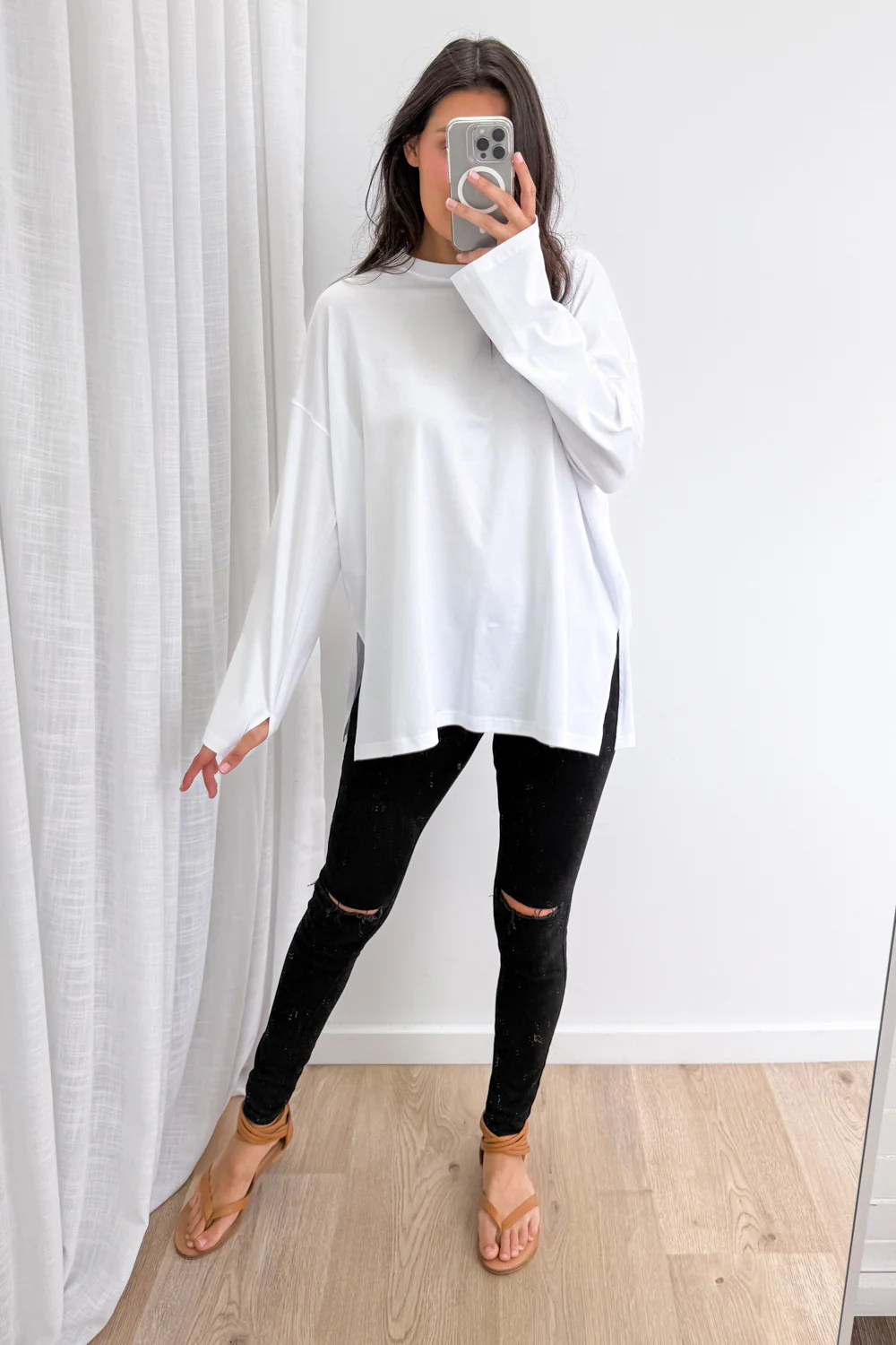 Elsie Long Sleeve Tee - White - Image 2