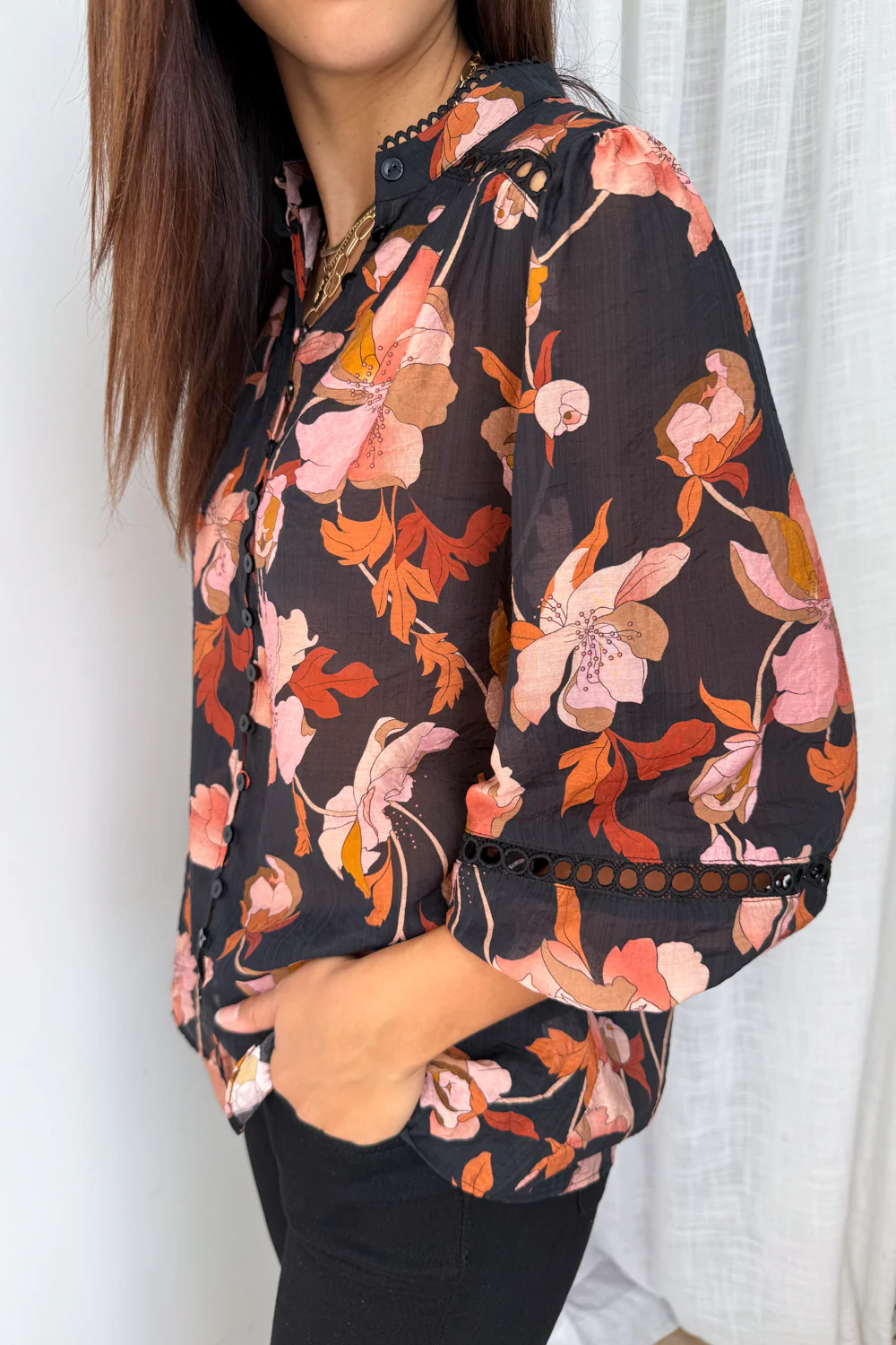 Estala Blouse - Black Blush Floral - Image 5
