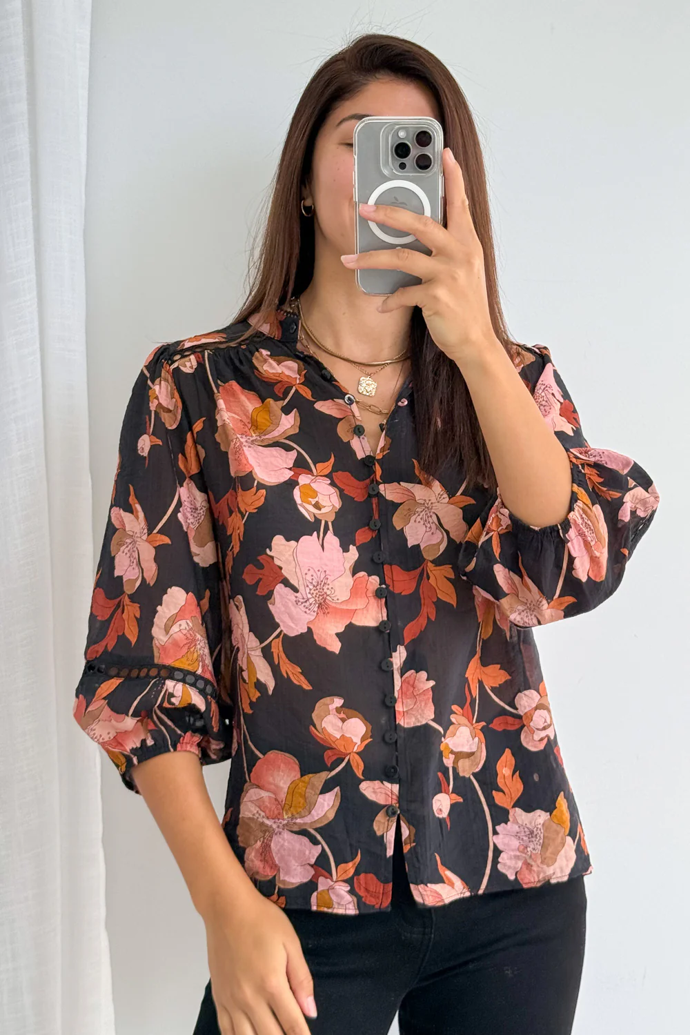 Estala Blouse - Black Blush Floral - Image 8