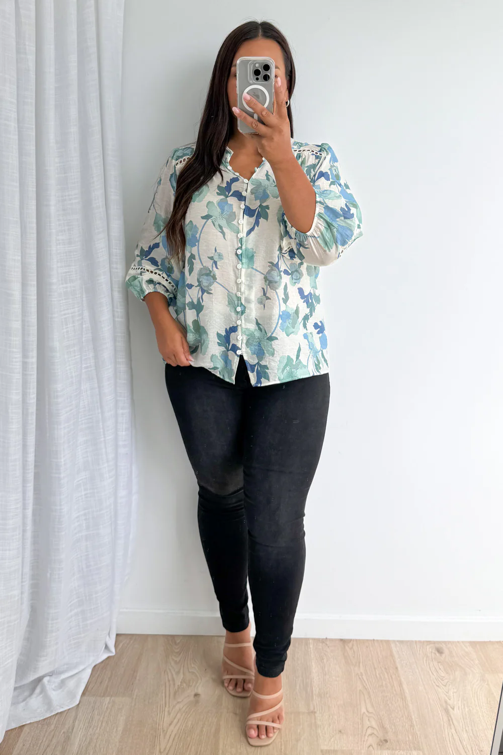 Estala Blouse - Cream Sage Floral - Image 12