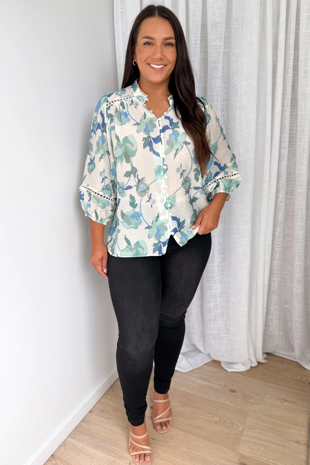 Estala Blouse - Cream Sage Floral - Image 9