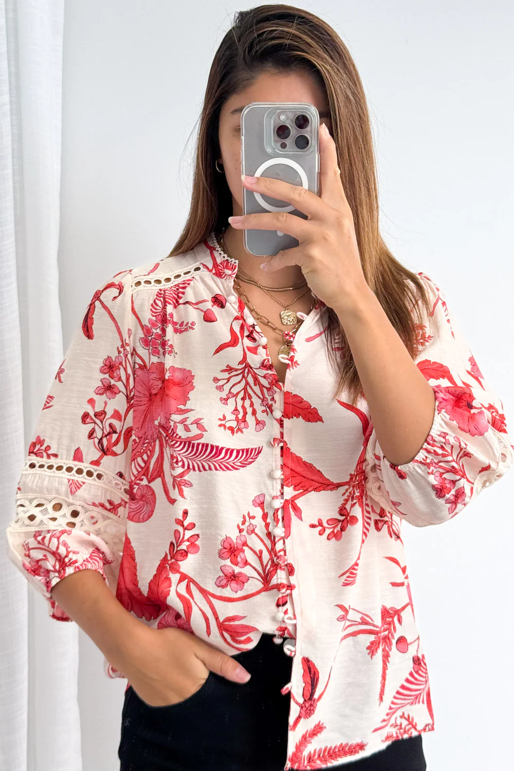 Estina Blouse - Cream Red - Image 7