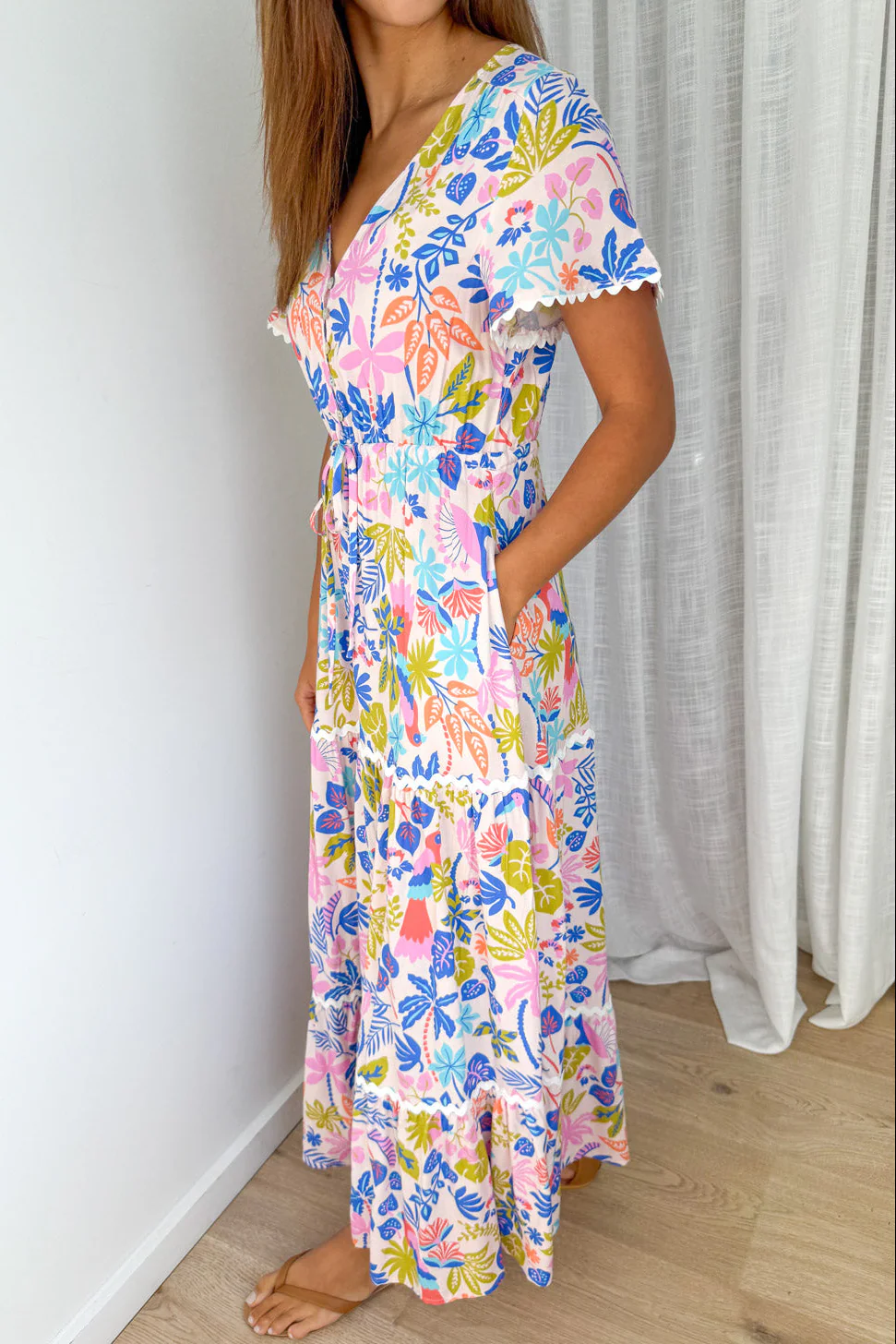 Featherlight Dress - Pink Multi Palm - Image 3
