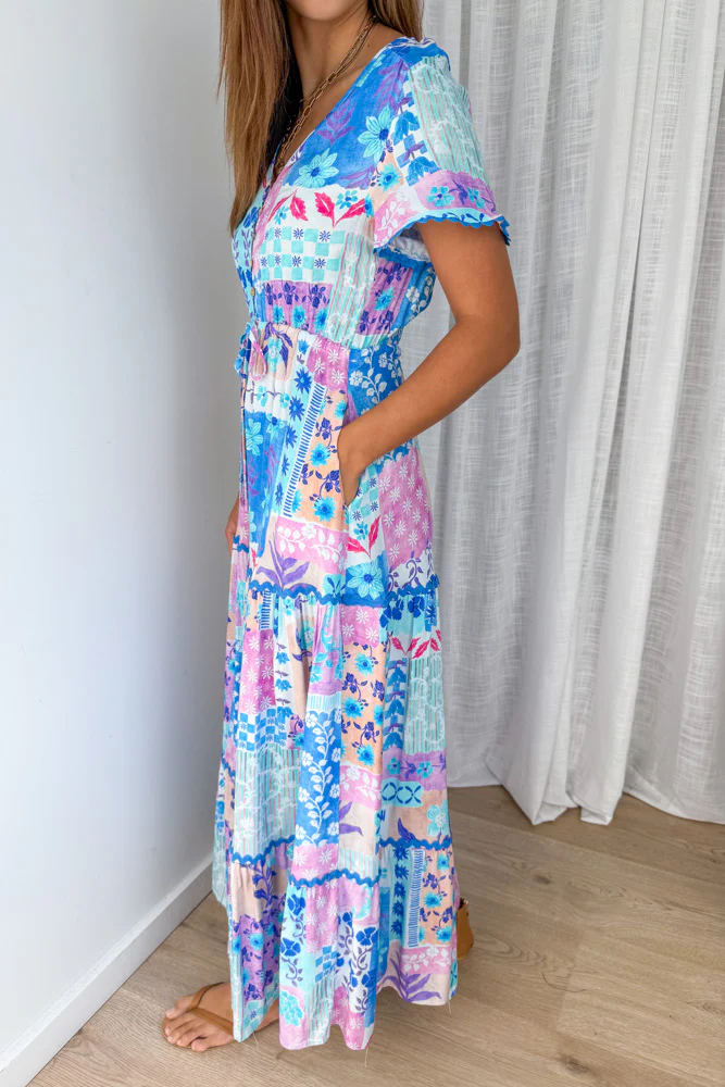 Featherlight Dress - Blue Patchwork - Image 4