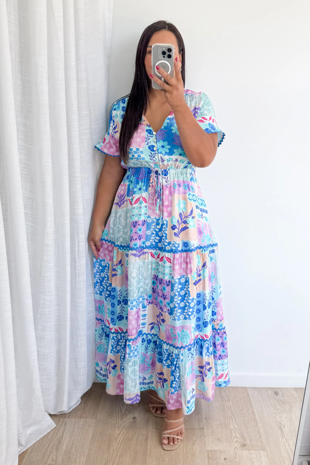 Featherlight Dress - Blue Patchwork - Image 7