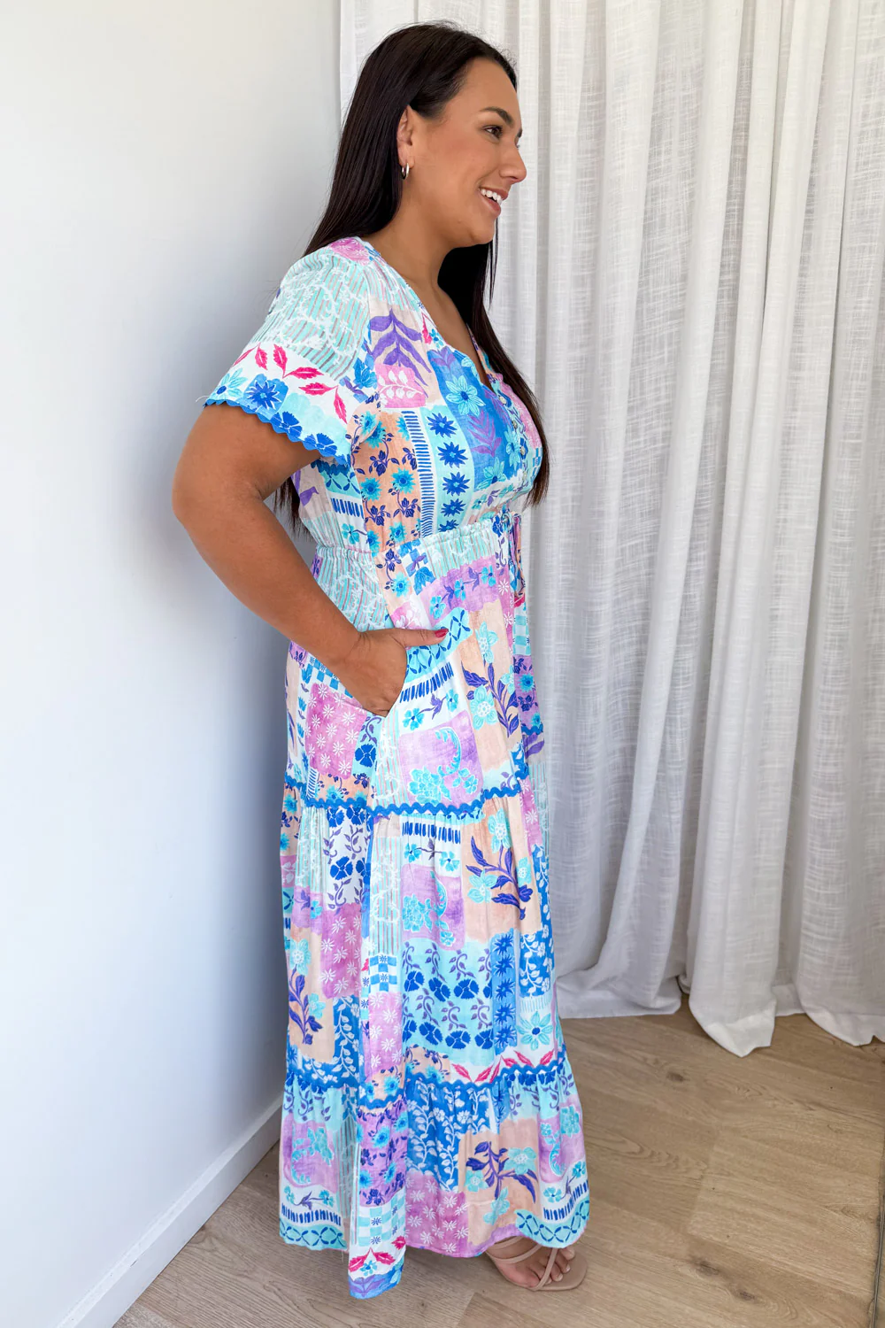 Featherlight Dress - Blue Patchwork - Image 9