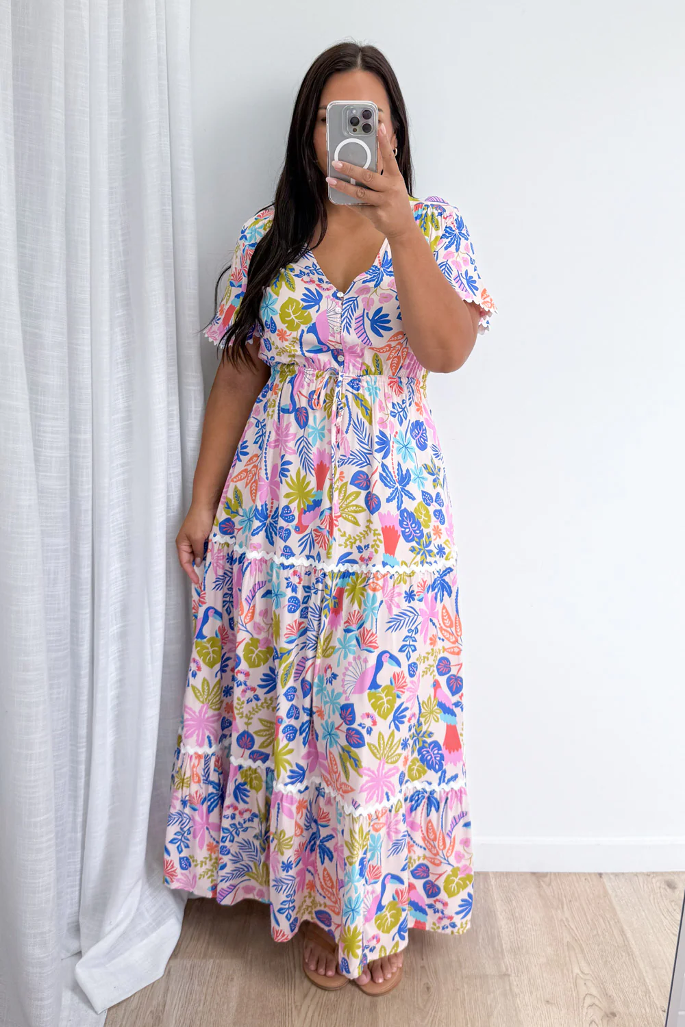 Featherlight Dress - Pink Multi Palm - Image 7