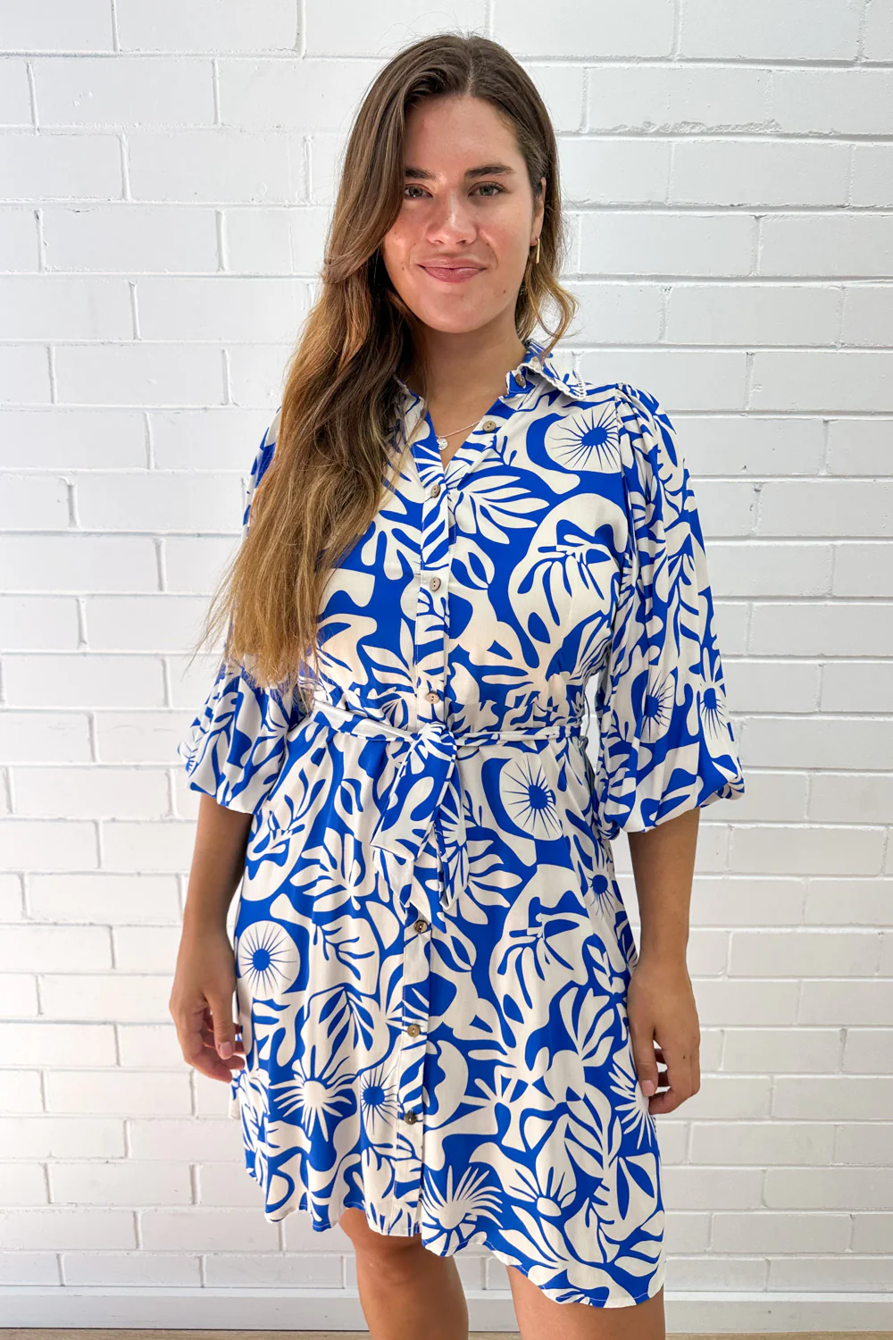Felicity Dress - Blue White - Image 10