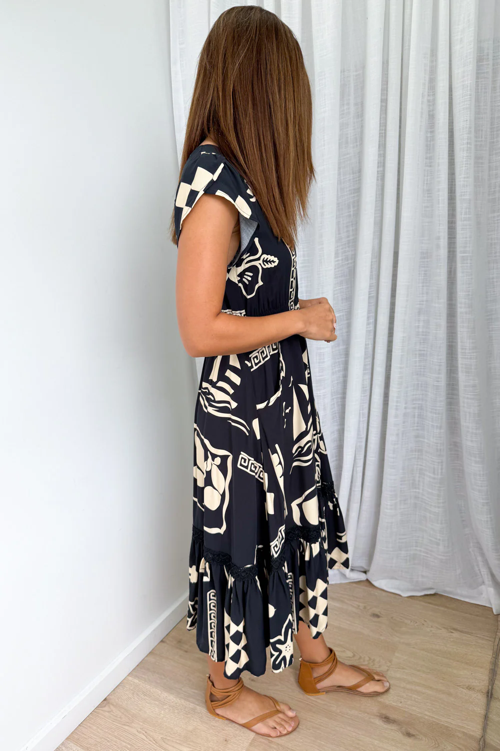 Fia Dress - Charcoal Coastal Print - Image 3