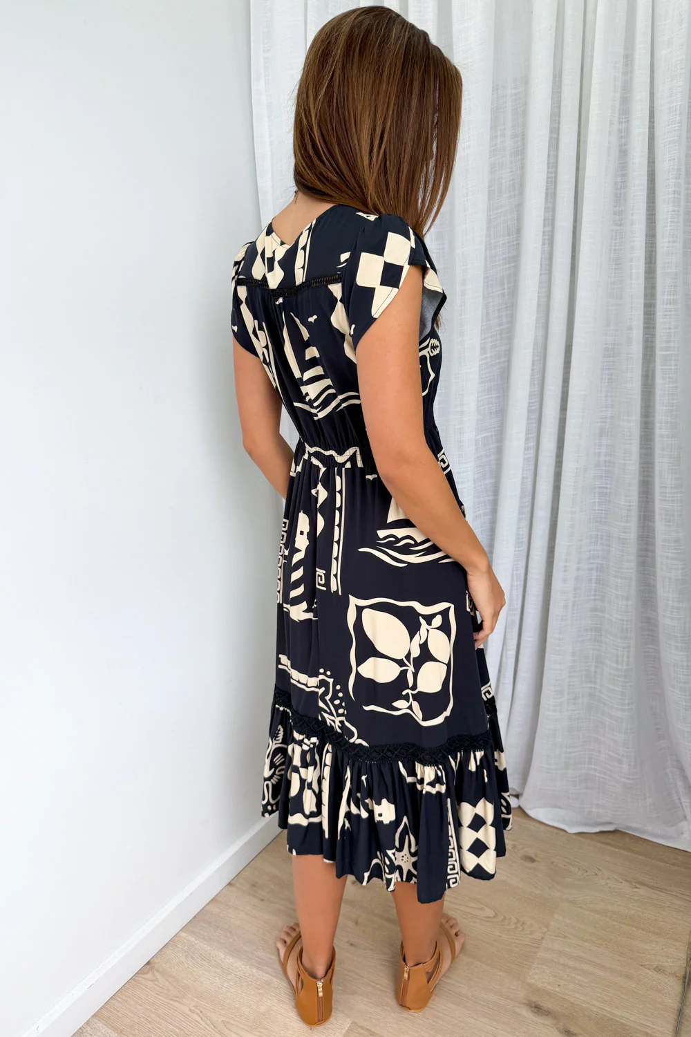 Fia Dress - Charcoal Coastal Print - Image 4