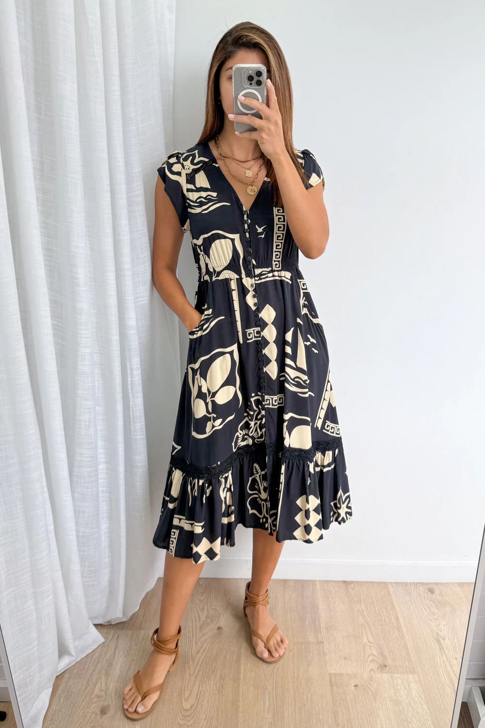 Fia Dress - Charcoal Coastal Print - Image 5