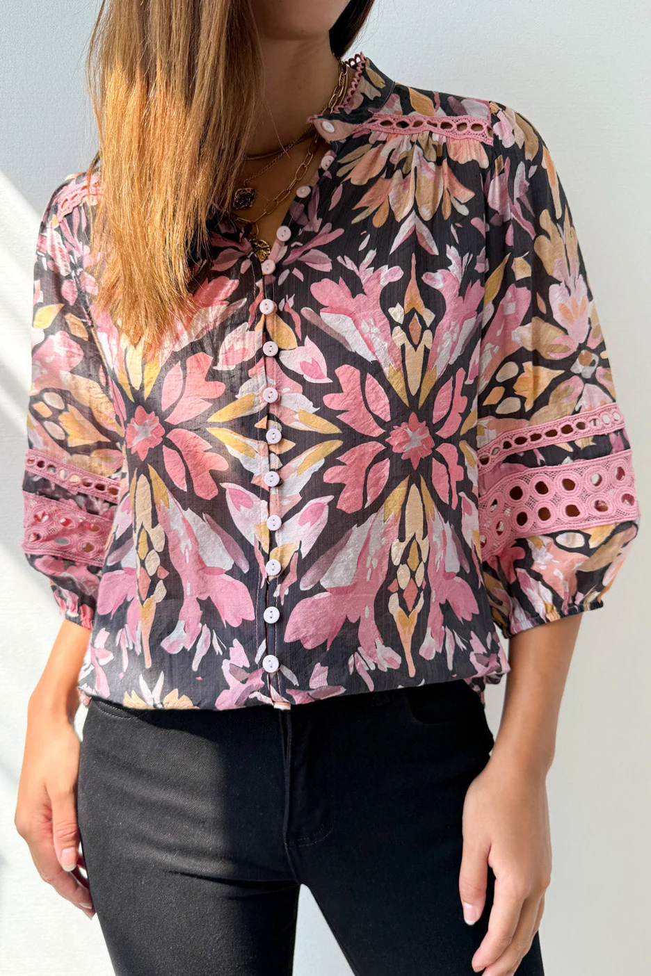 Florence Fields Blouse - Pink Amber Leaf - Image 10