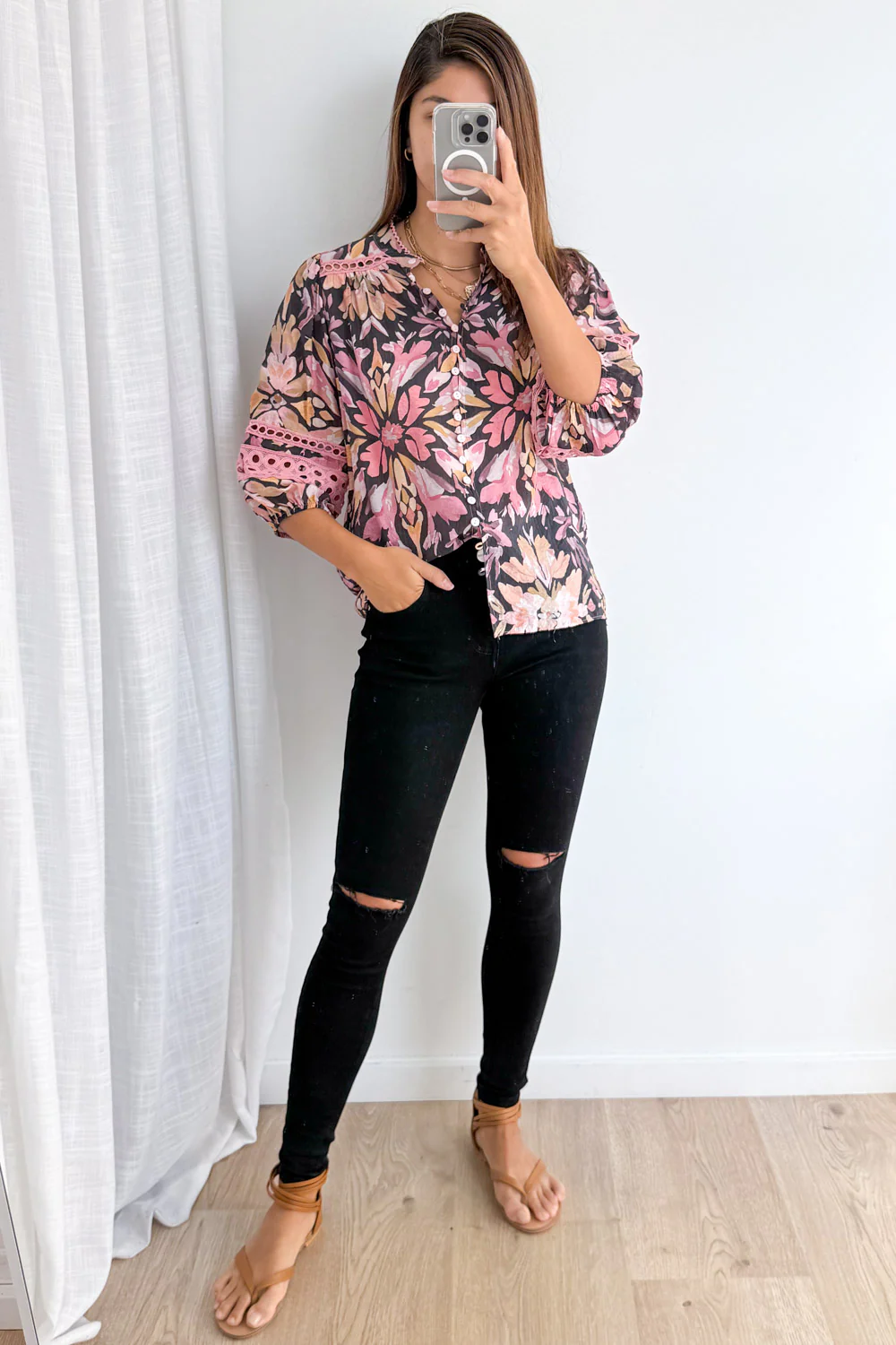 Florence Fields Blouse - Pink Amber Leaf - Image 11