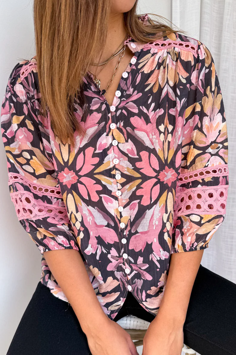 Florence Fields Blouse - Pink Amber Leaf - Image 12