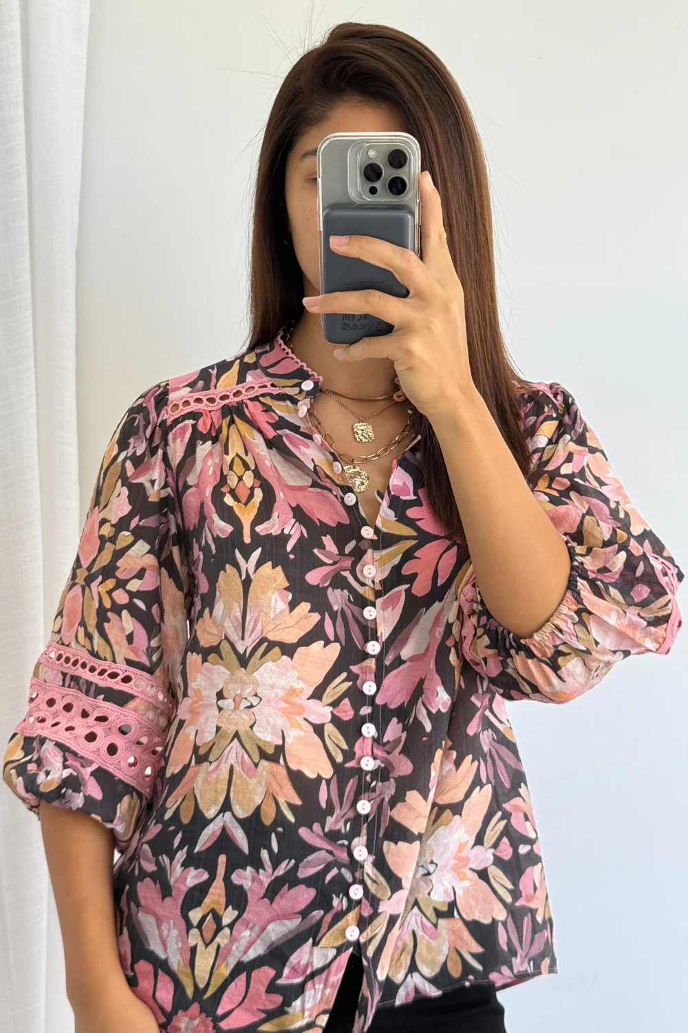Florence Fields Blouse - Pink Amber Leaf - Image 8