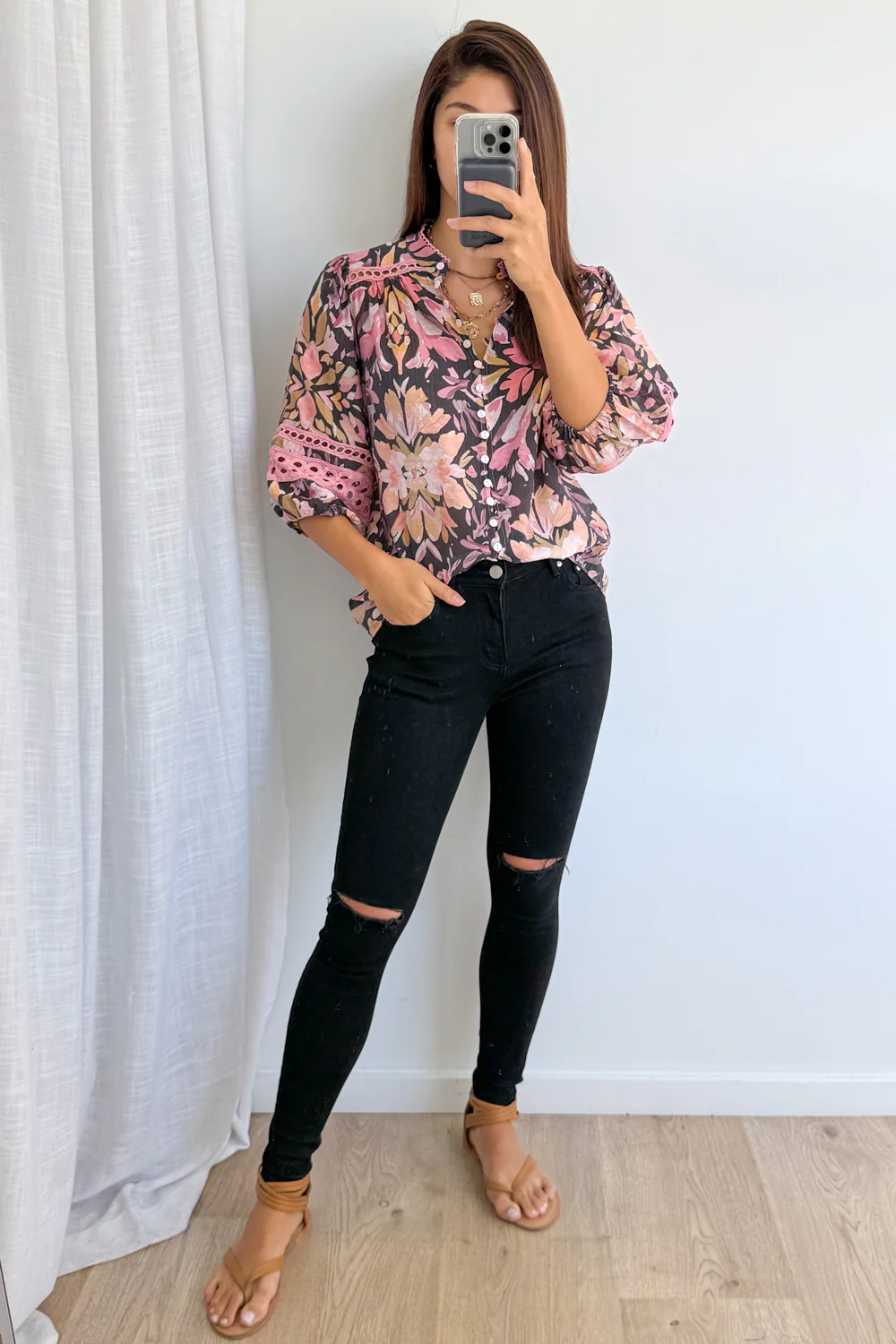 Florence Fields Blouse - Pink Amber Leaf - Image 9
