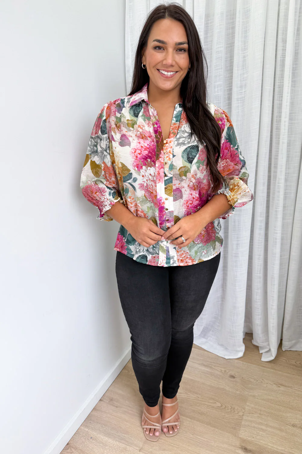 Freya Shirt - Magenta Apricot Hydrangea - Image 10