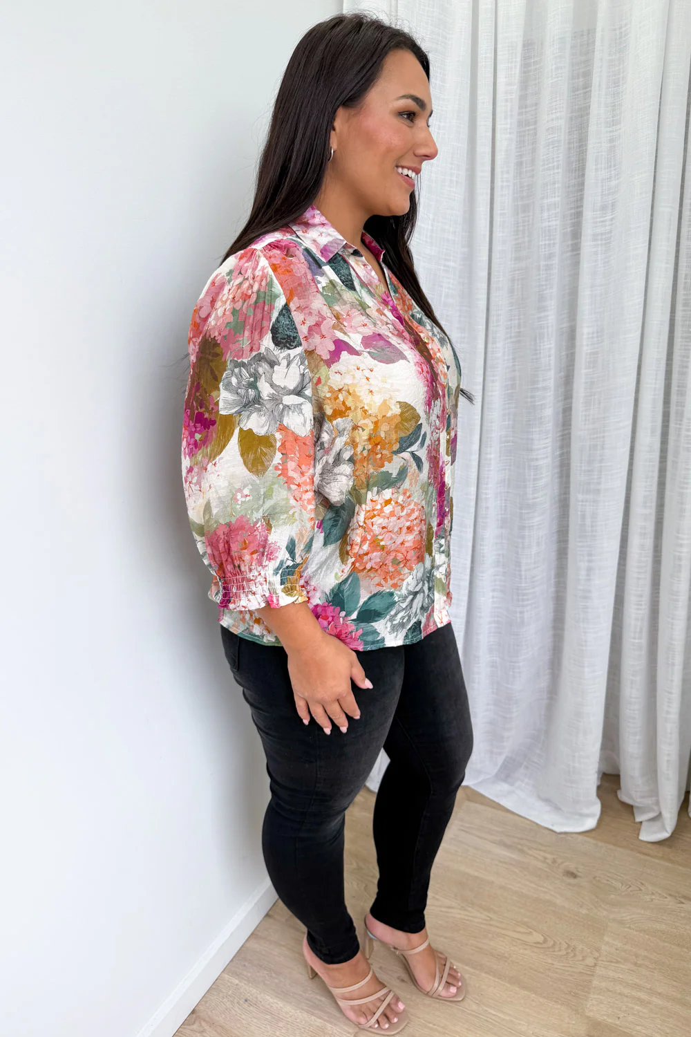 Freya Shirt - Magenta Apricot Hydrangea - Image 11
