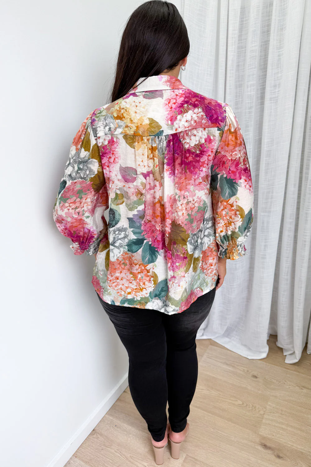 Freya Shirt - Magenta Apricot Hydrangea - Image 12