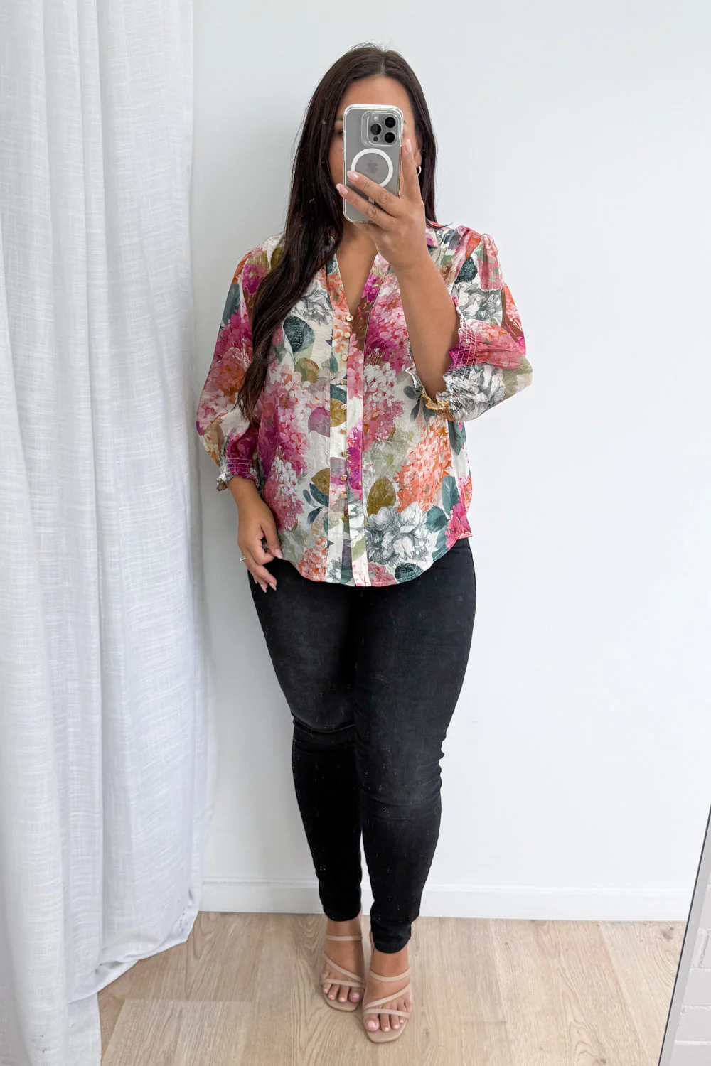Freya Shirt - Magenta Apricot Hydrangea - Image 13