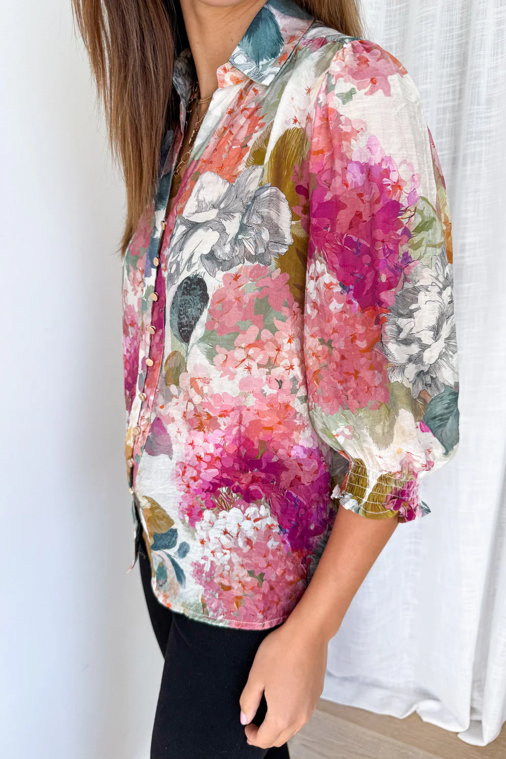 Freya Shirt - Magenta Apricot Hydrangea - Image 6