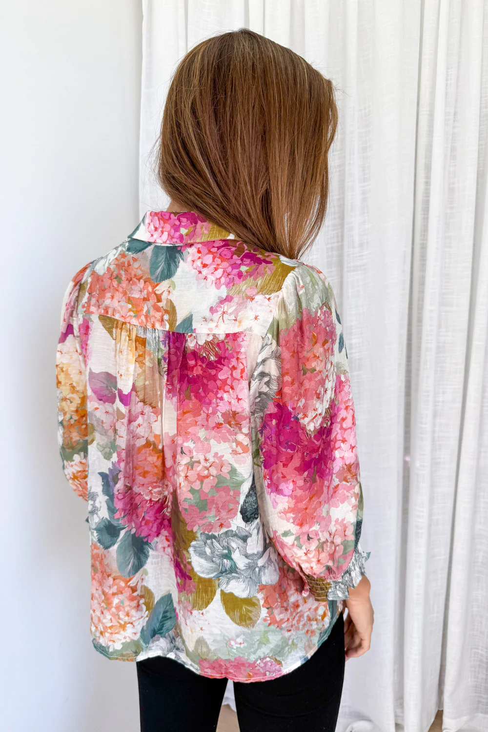 Freya Shirt - Magenta Apricot Hydrangea - Image 8