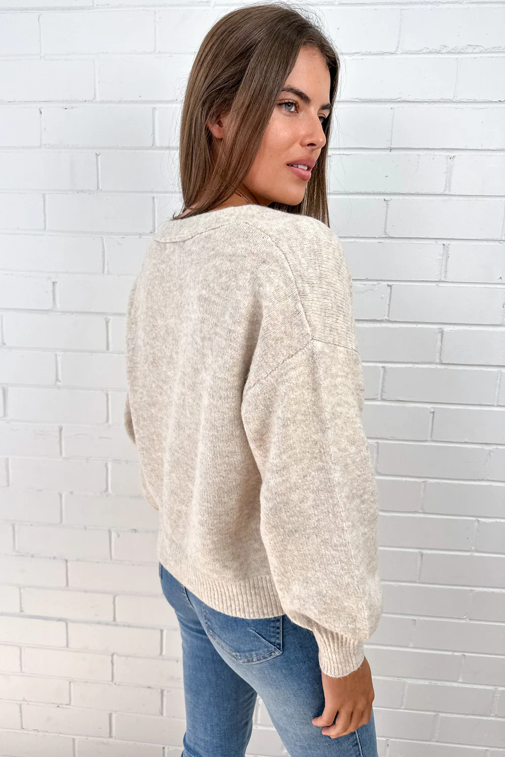 Gia Knit Cardi - Oatmeal Marle - Image 5