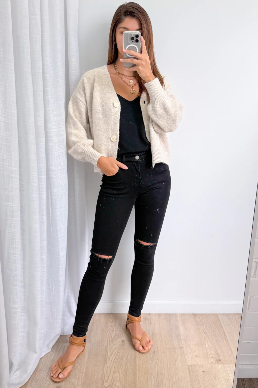 Gia Knit Cardi - Oatmeal Marle - Image 6