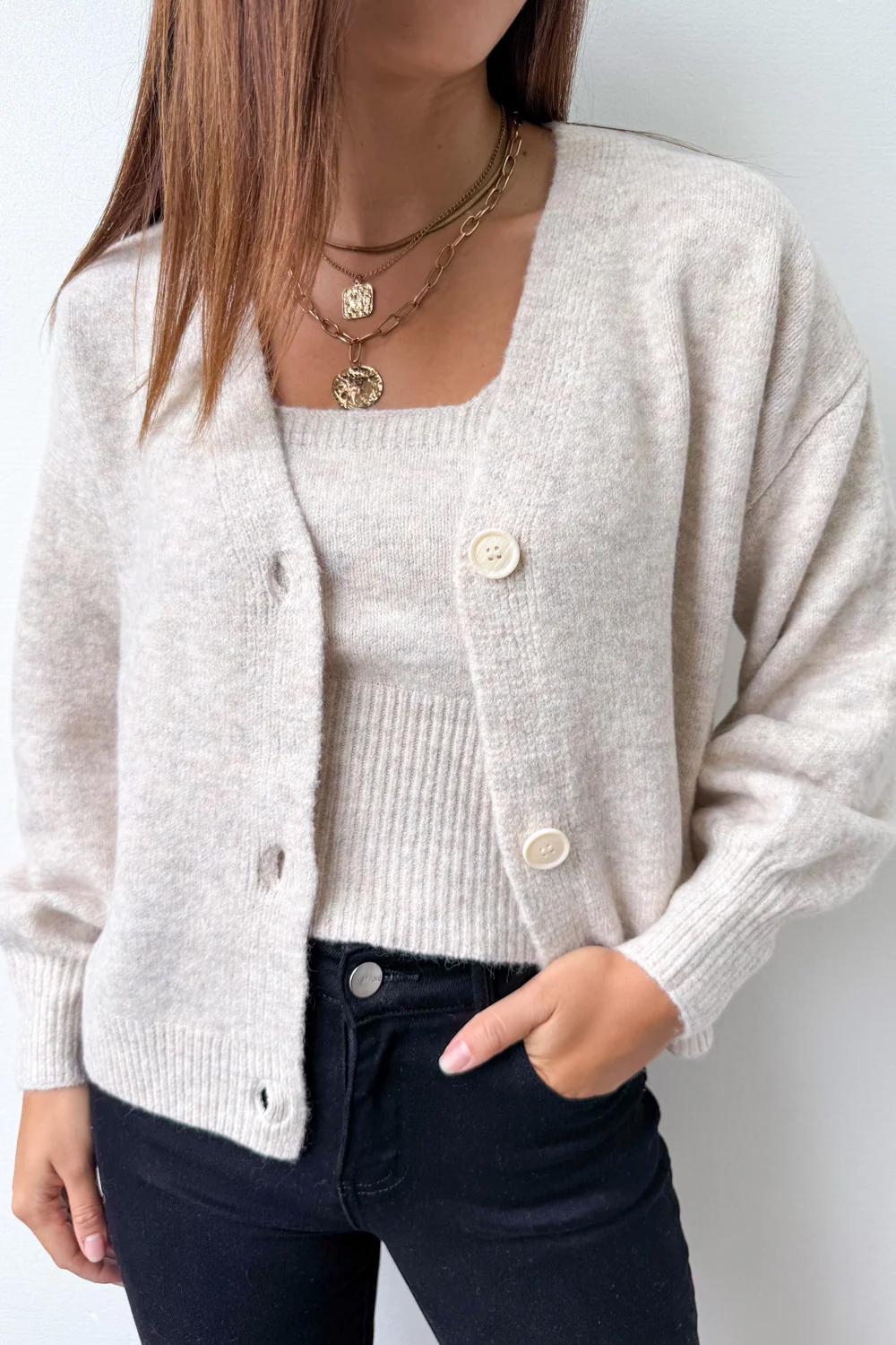 Gia Knit Tank - Oatmeal Marle - Image 2