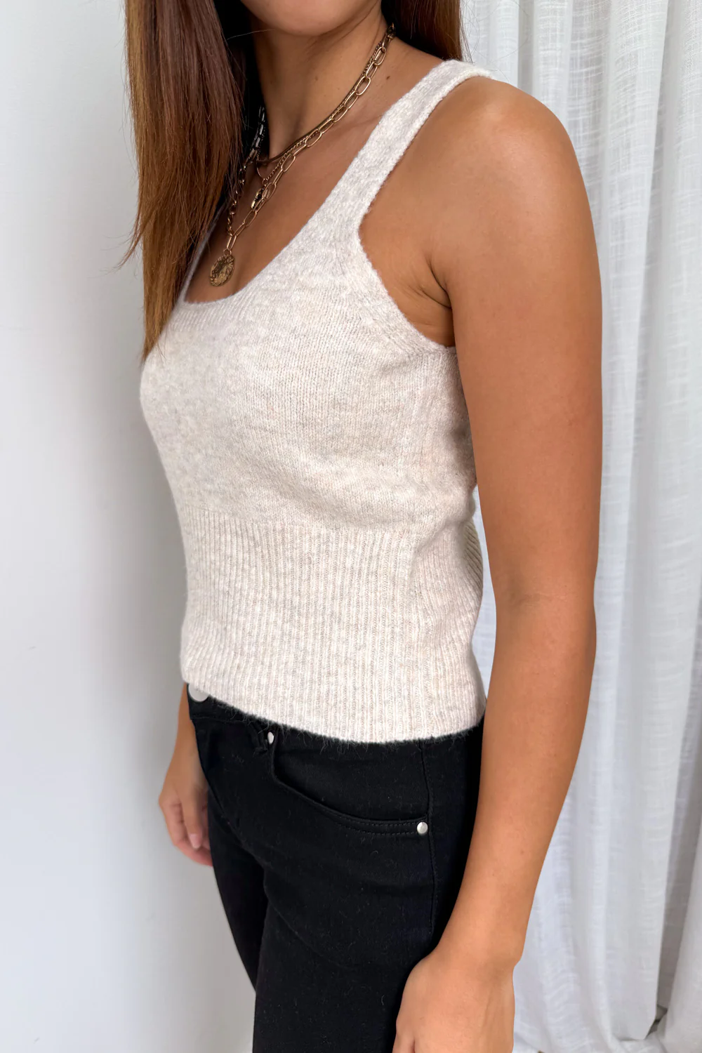 Gia Knit Tank - Oatmeal Marle - Image 5
