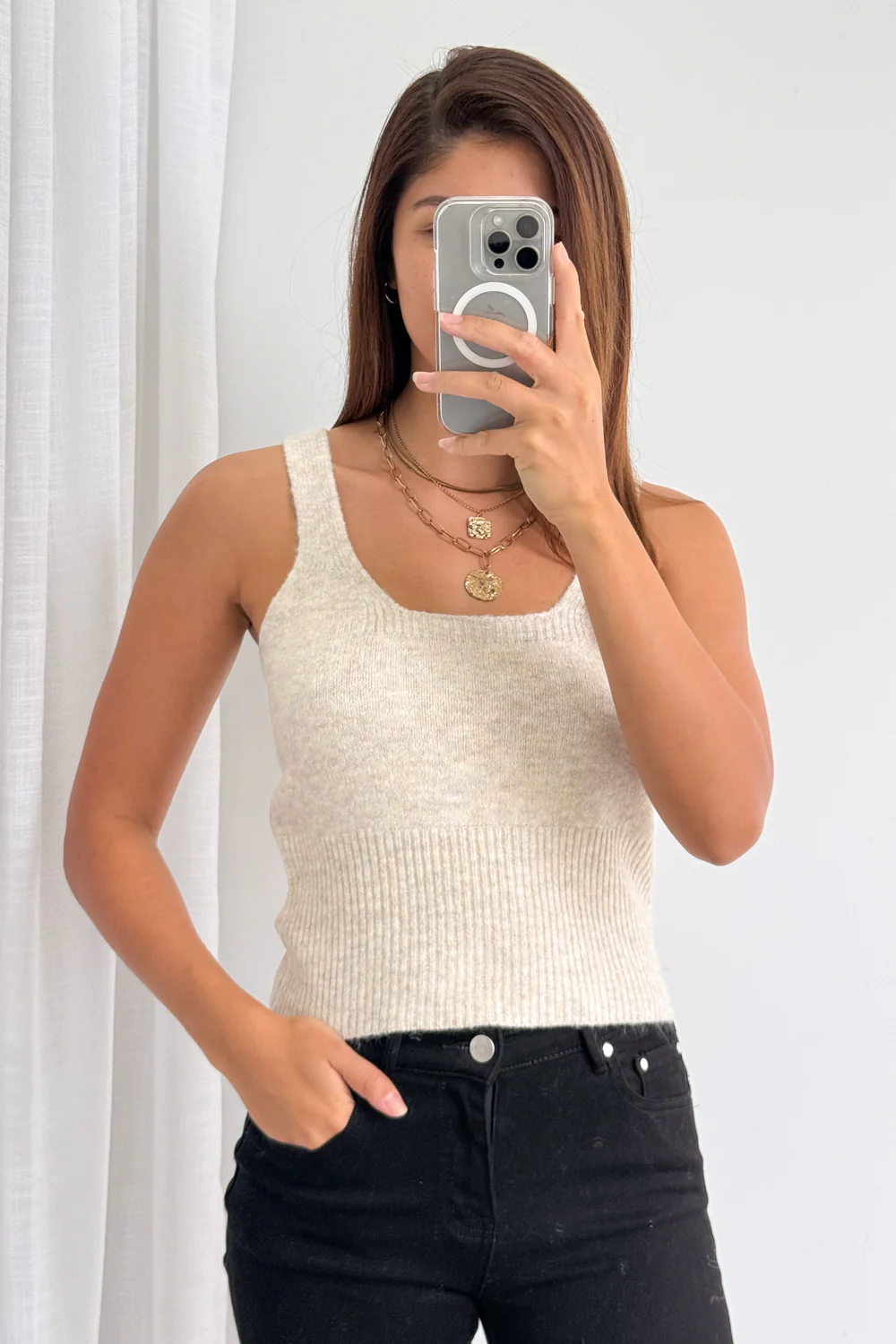 Gia Knit Tank - Oatmeal Marle - Image 8
