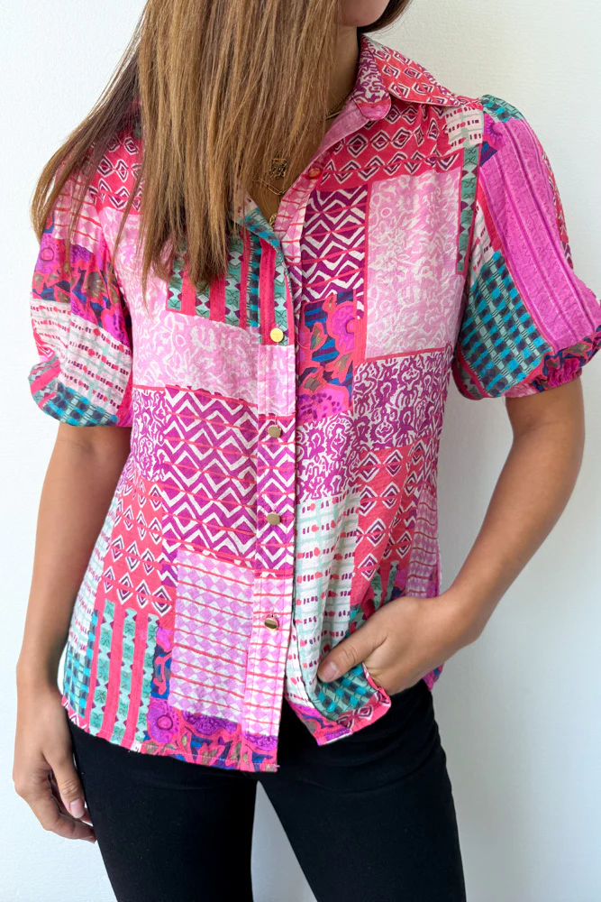 Glade Blouse - Pink Patchwork - Image 2