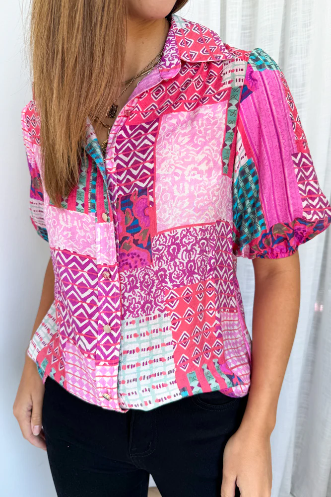 Glade Blouse - Pink Patchwork - Image 3